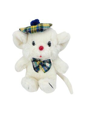 RARE Vintage Commonwealth Lil Tweaks Mouse White Hat Bow Tie Plush 9" 1992